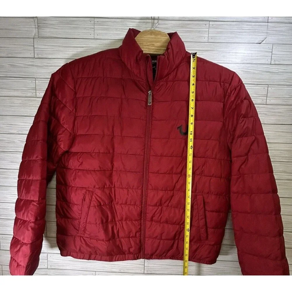 True Religion Men's World‎ Tour Red Puffer Jacket Polyester Full Zip Size 2XL